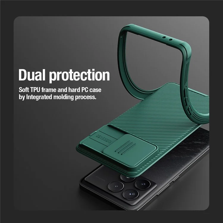 NILLKIN Camshield Pro для Xiaomi Poco F6 Pro 5G / Redmi K70 5G / K70 Pro 5G Чехол с магнитной крышкой для камеры - Зелёный