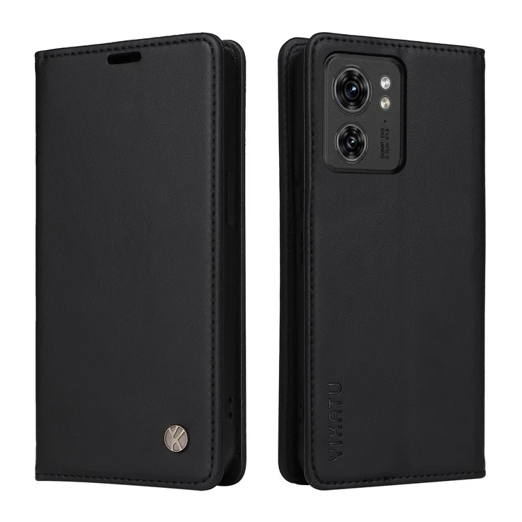 YIKATU YK-001 Funda de Piel para Motorola Edge 40 5G, Billetera Automática con Cierre Magnético - Negro