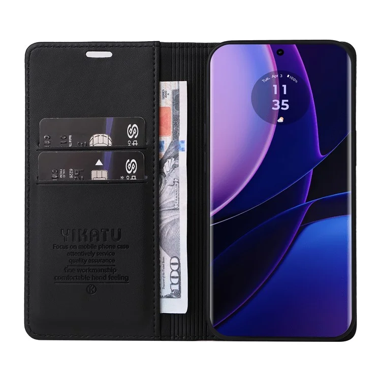 YIKATU YK-001 Funda de Piel para Motorola Edge 40 5G, Billetera Automática con Cierre Magnético - Negro