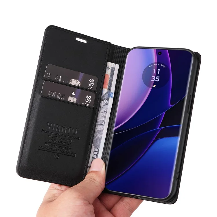 YIKATU YK-001 Funda de Piel para Motorola Edge 40 5G, Billetera Automática con Cierre Magnético - Negro