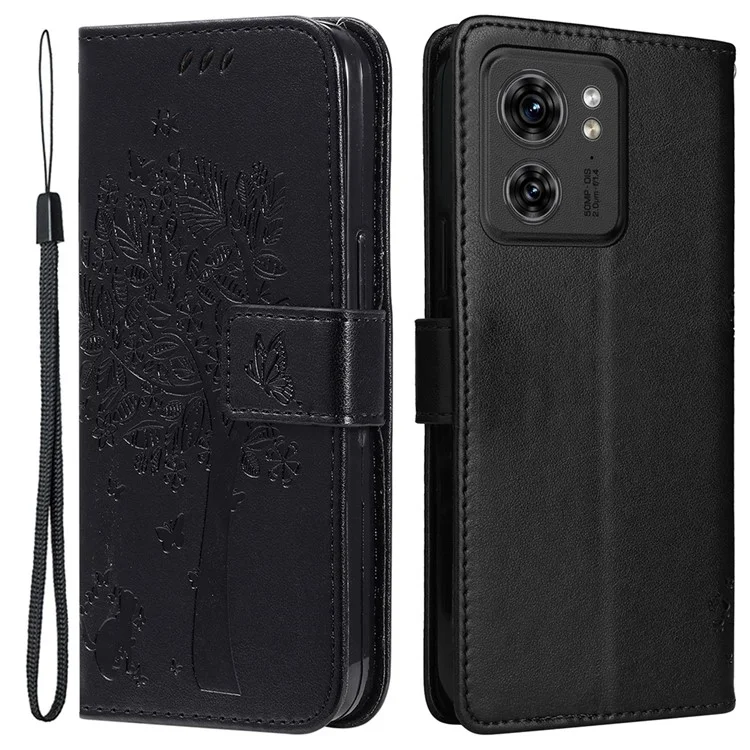 KT Imprinting Flower Series-3 Para Funda de Teléfono Motorola Edge 40 5G con Cierre Magnético y Cartera - Negro