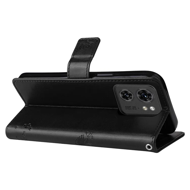 KT Imprinting Flower Series-3 Para Funda de Teléfono Motorola Edge 40 5G con Cierre Magnético y Cartera - Negro