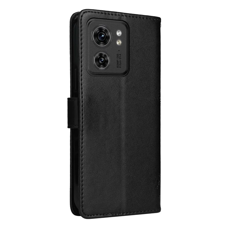 KT Imprinting Flower Series-3 Para Funda de Teléfono Motorola Edge 40 5G con Cierre Magnético y Cartera - Negro