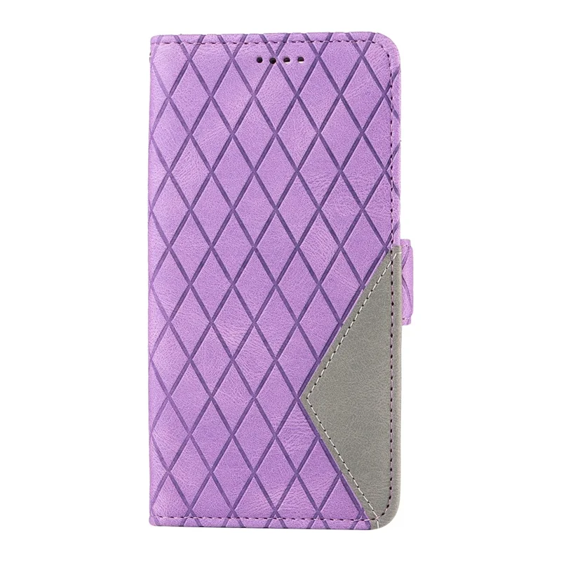 Für Oppo Reno11 5G Telefonhülle Rhombus Eingeprägter Flip Ständer Cover - Helles Lila