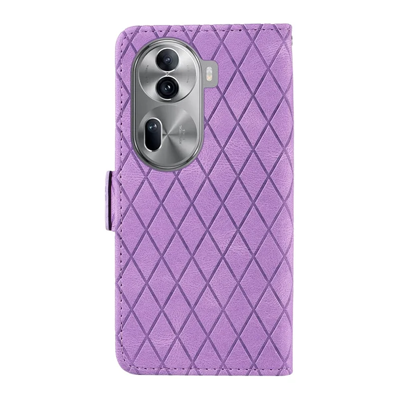 Für Oppo Reno11 5G Telefonhülle Rhombus Eingeprägter Flip Ständer Cover - Helles Lila
