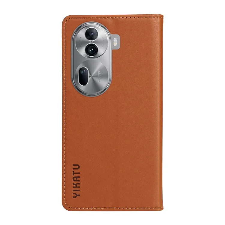 YIKATU YK-001 For Oppo Reno11 5G (Global) Leather Case Wallet Cover Magnetic Closing - Brown