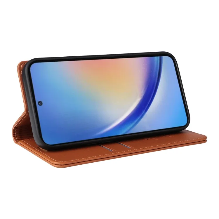 Étui YIKATU YK-001 pour Samsung Galaxy A35 5G Fermeture magnétique automatique Housse en cuir - Marron