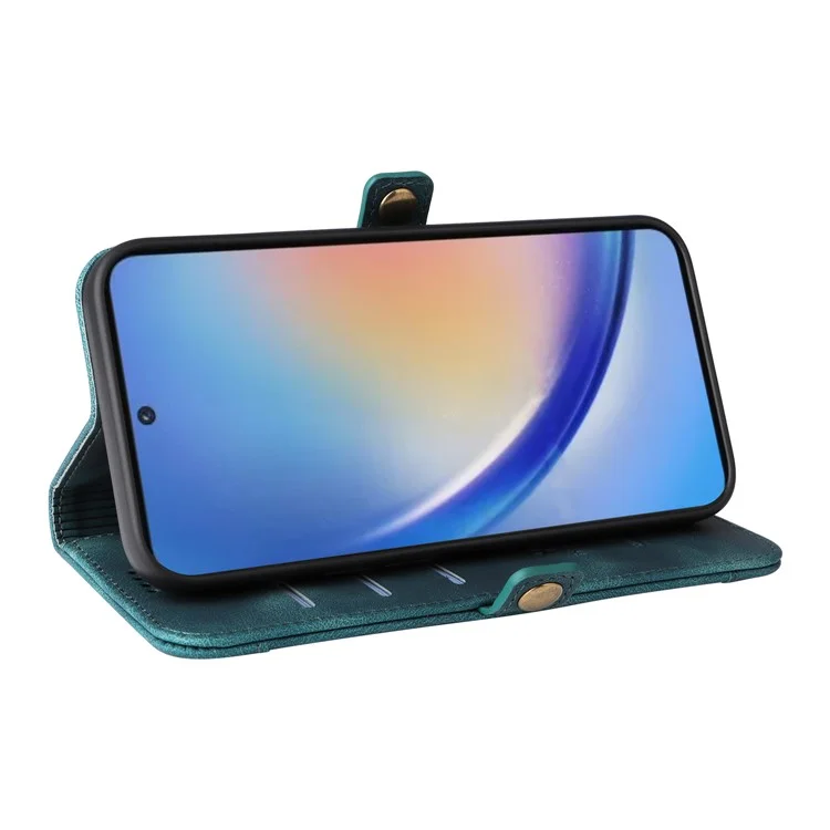 YIKATU YK-002 Per Samsung Galaxy A35 5G Custodia Portafoglio in Pelle PU Flip Stand Phone Cover con Slot Esterno per Carte - Verde