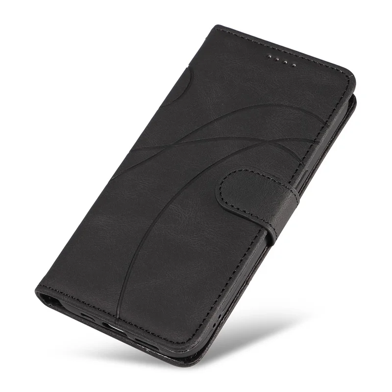 For Samsung Galaxy A35 5G Leather Case Imprinted Line Phone Wallet Cover - Black