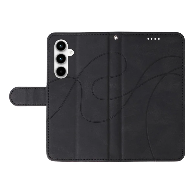 For Samsung Galaxy A35 5G Leather Case Imprinted Line Phone Wallet Cover - Black