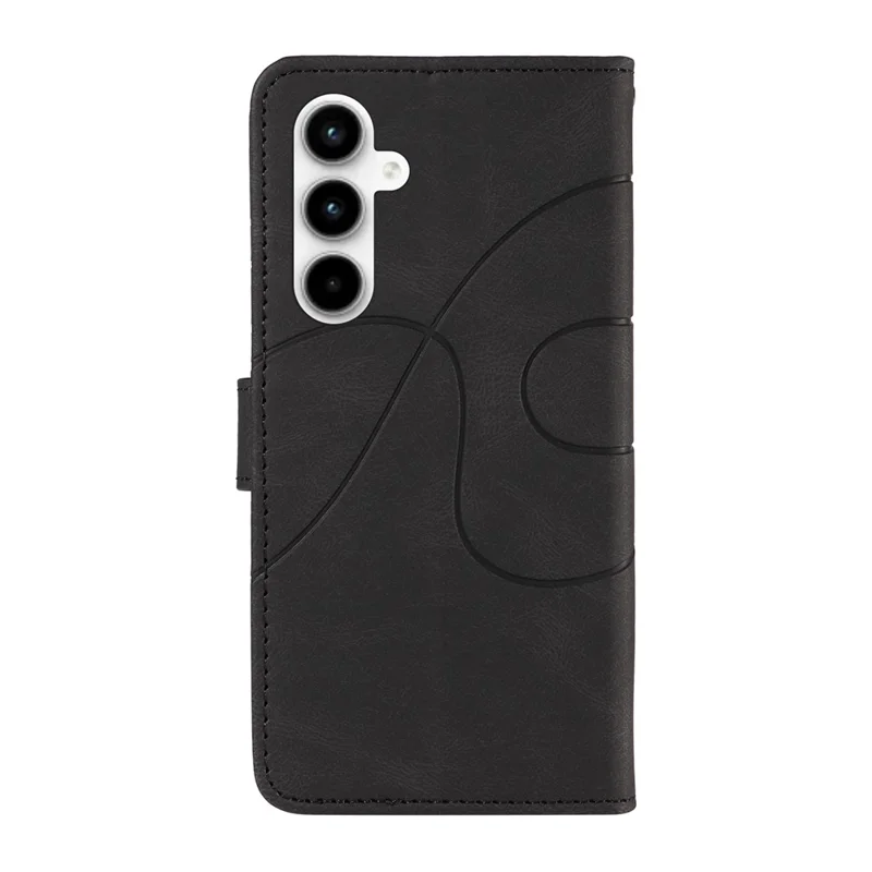 For Samsung Galaxy A35 5G Leather Case Imprinted Line Phone Wallet Cover - Black