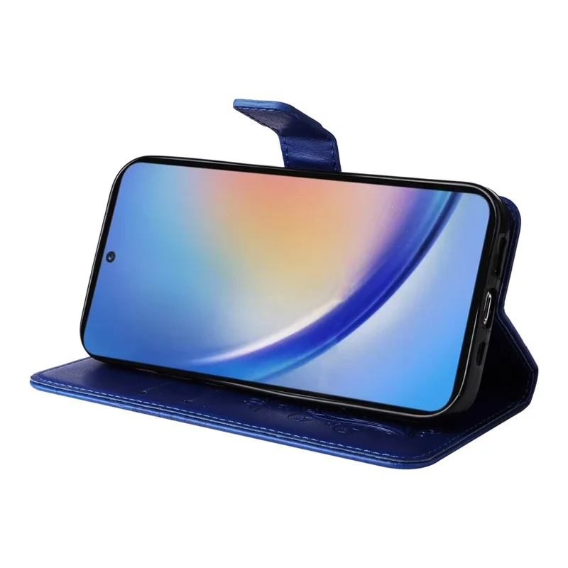 Série de fleurs d'impression KT pour étui en cuir Samsung Galaxy A35 5G Stand Wallet Phone Cover - Bleu