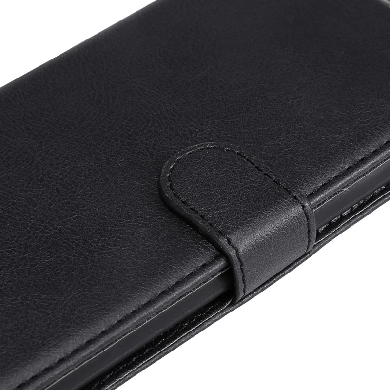 For Samsung Galaxy A35 5G Case Solid Color Leather Mobile Cover Wallet Stand with Strap - Black