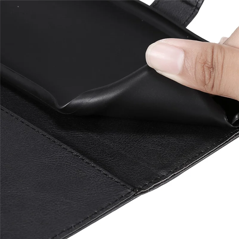 For Samsung Galaxy A35 5G Case Solid Color Leather Mobile Cover Wallet Stand with Strap - Black