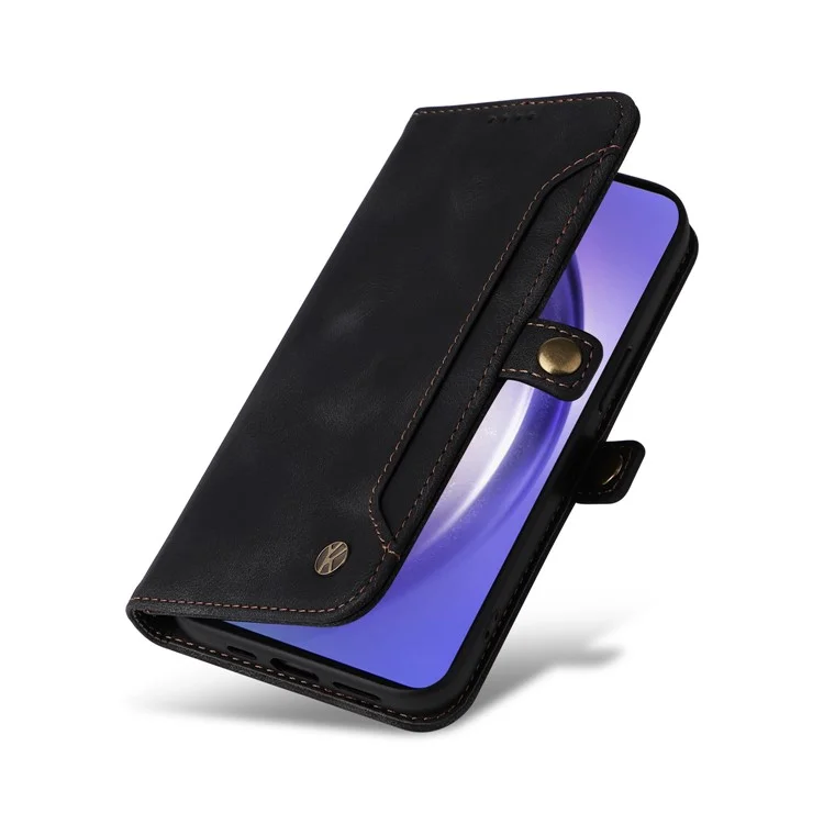 YIKATU YK-002 For Samsung Galaxy A55 5G Case PU Flip Wallet Phone Cover with Outer Card Slot - Black