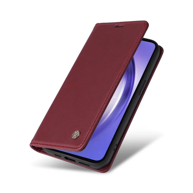 YIKATU YK-001 For Samsung Galaxy A55 5G Magnetic Case Book Style Leather Stand Phone Cover - Wine Red