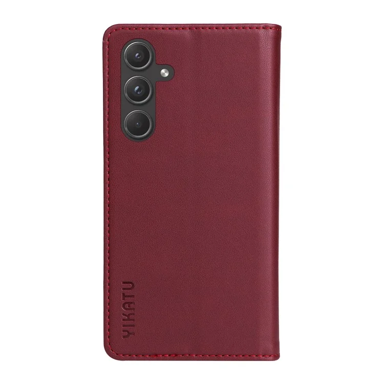 YIKATU YK-001 For Samsung Galaxy A55 5G Magnetic Case Book Style Leather Stand Phone Cover - Wine Red