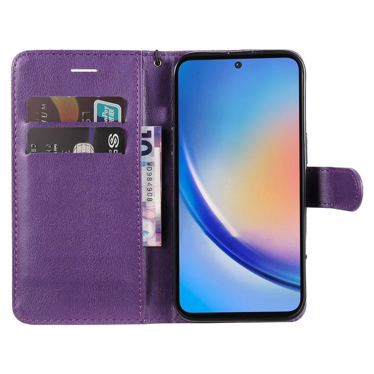 KT Leather Series-2 für Samsung Galaxy A55 5G Geldbörsentasche Sólida Farbabdeckung - Lila