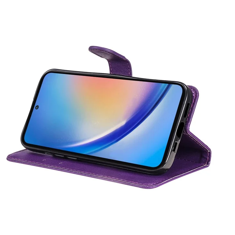 KT Leather Series-2 für Samsung Galaxy A55 5G Geldbörsentasche Sólida Farbabdeckung - Lila