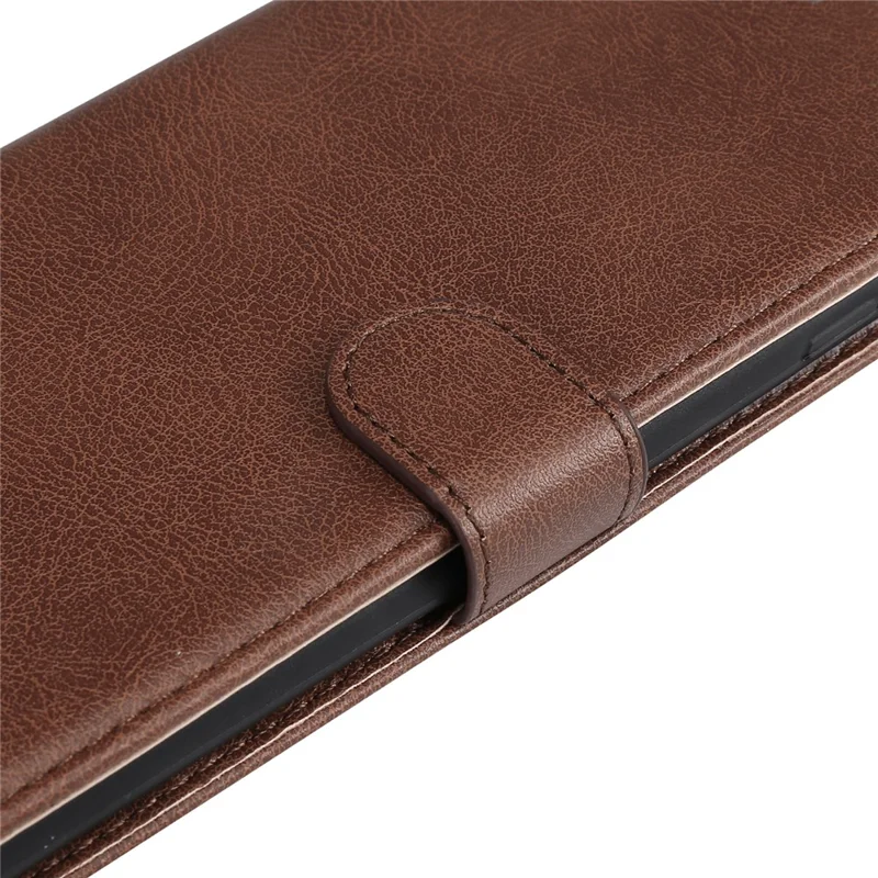 For Samsung Galaxy A55 5G Case Solid Color Leather Mobile Cover Wallet Stand with Strap - Brown