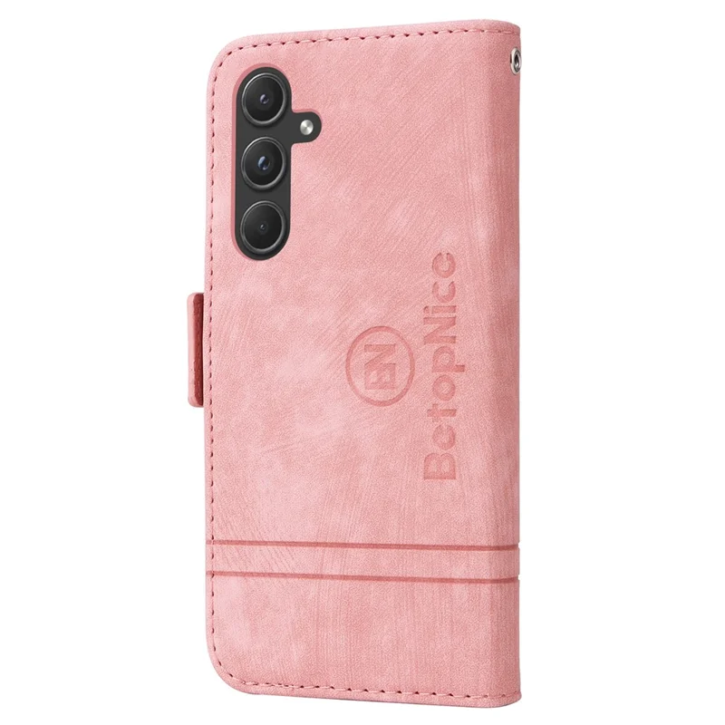 BETOPNICE 001 para Samsung Galaxy A55 5G Funda Magnética de Cuero Flip Stand Protective Cover - Rosa