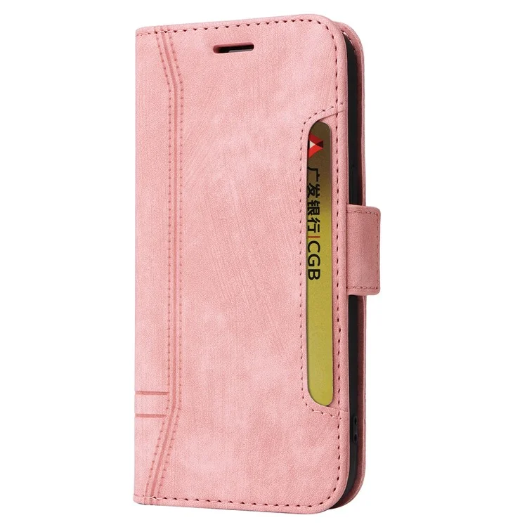 BETOPNICE 001 para Xiaomi Redmi 13C 4G / Redmi 13C 5G / Poco C65 4G Capa de Telefone Dobrável Carteira - Rosa