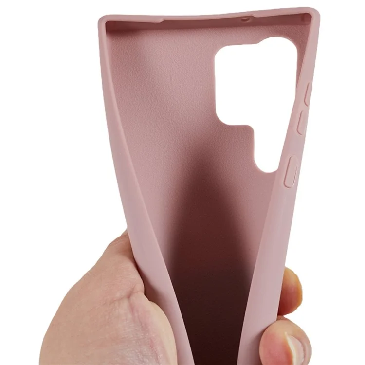 For Samsung Galaxy S24 Ultra Cell Phone Case Matte TPU Back Shell with Adjustable Lanyard - Deep Pink