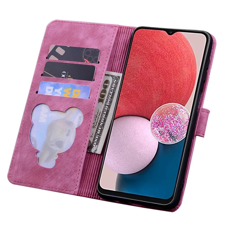 Cell Phone Case for Samsung Galaxy A35 5G Shell Imprinted Flower Cat Wallet Cover - Rose
