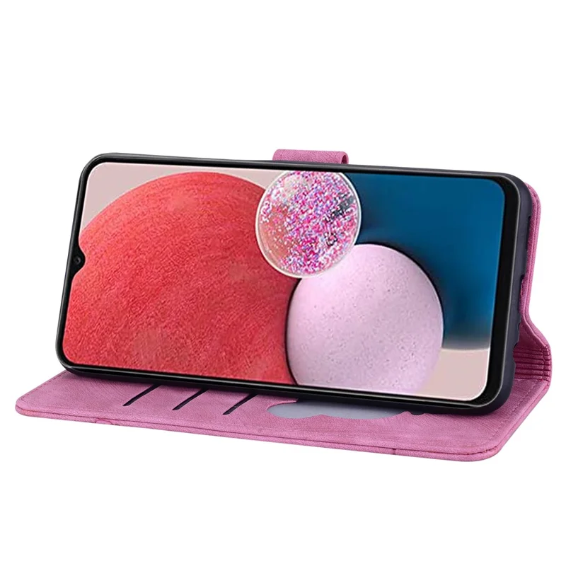 Cell Phone Case for Samsung Galaxy A35 5G Shell Imprinted Flower Cat Wallet Cover - Rose