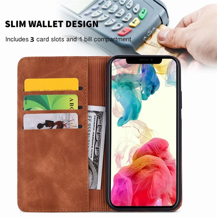 Funda de Billetera de Cuero con Estampado Floral para Samsung Galaxy A35 5G - Marrón