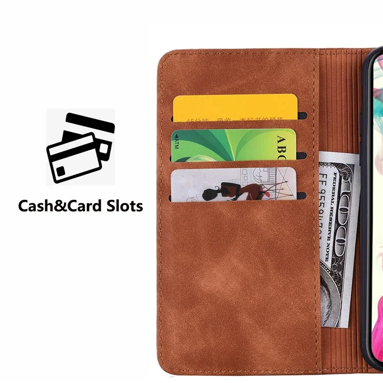 Funda de Billetera de Cuero con Estampado Floral para Samsung Galaxy A35 5G - Marrón