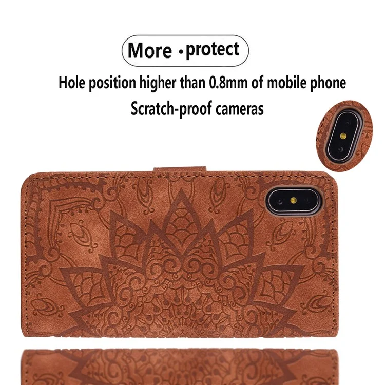 Funda de Billetera de Cuero con Estampado Floral para Samsung Galaxy A35 5G - Marrón