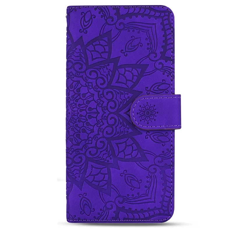 For Samsung Galaxy A55 5G Case Imprinted Flower Calf Texture Cover - Purple