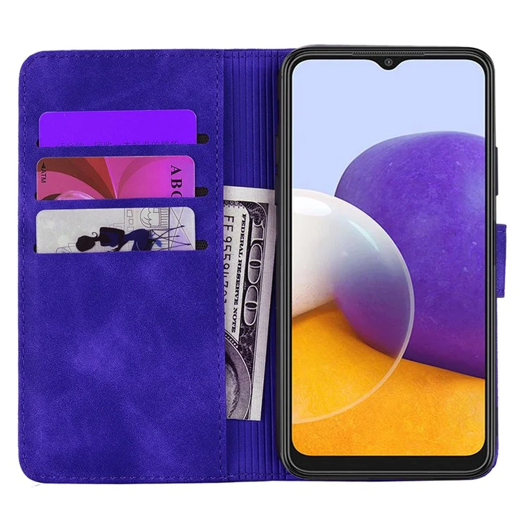 For Samsung Galaxy A55 5G Case Imprinted Flower Calf Texture Cover - Purple