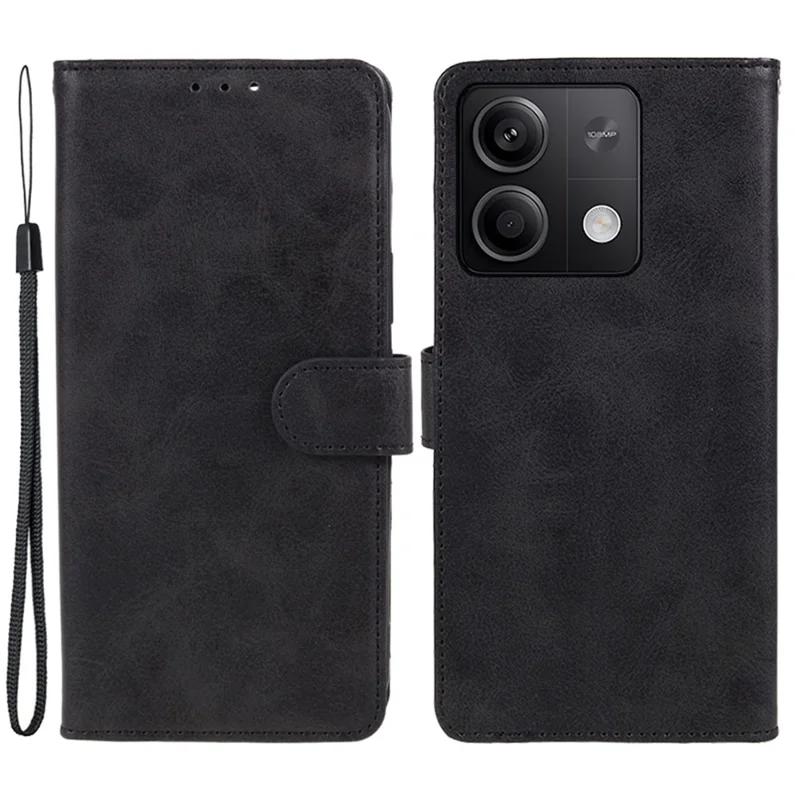 For Xiaomi Redmi Note 13 5G Shockproof Phone Case Magnetic PU Leather Wallet Stand Phone Shell - Black