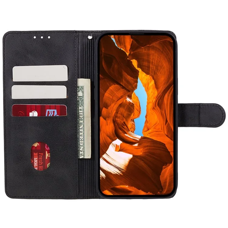 For Xiaomi Redmi Note 13 Pro 5G / Poco X6 5G Case PU Leather Wallet Stand Magnetic Clasp Phone Cover - Black