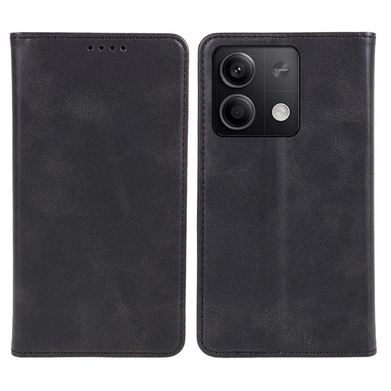 Phone Case for Xiaomi Redmi Note 13 5G Shockproof PU Leather Wallet Phone Stand Cover - Black