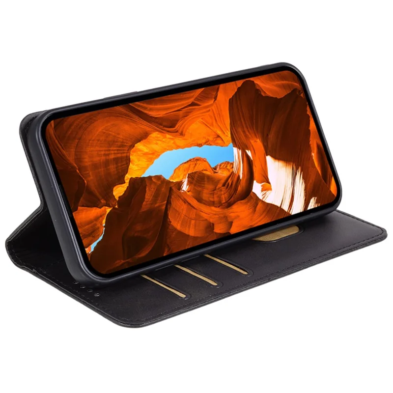 Phone Case for Xiaomi Redmi Note 13 5G Shockproof PU Leather Wallet Phone Stand Cover - Black