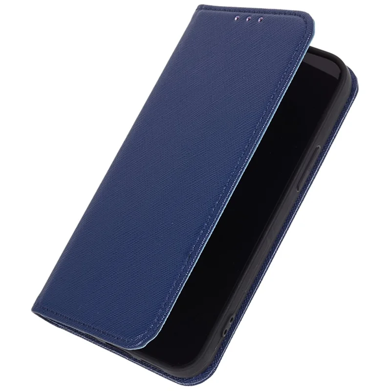 For Xiaomi Poco M6 5G / Redmi 13C 5G / 13R 5G Shockproof Phone Cover Cross Texture Magnetic PU Leather Case with Stand - Dark Blue