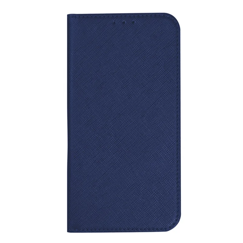 For Xiaomi Poco M6 5G / Redmi 13C 5G / 13R 5G Shockproof Phone Cover Cross Texture Magnetic PU Leather Case with Stand - Dark Blue