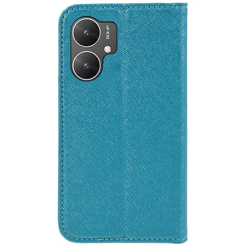 For Xiaomi Poco M6 5G / Redmi 13C 5G / 13R 5G Shockproof Phone Cover Cross Texture Magnetic PU Leather Case with Stand - Sky Blue