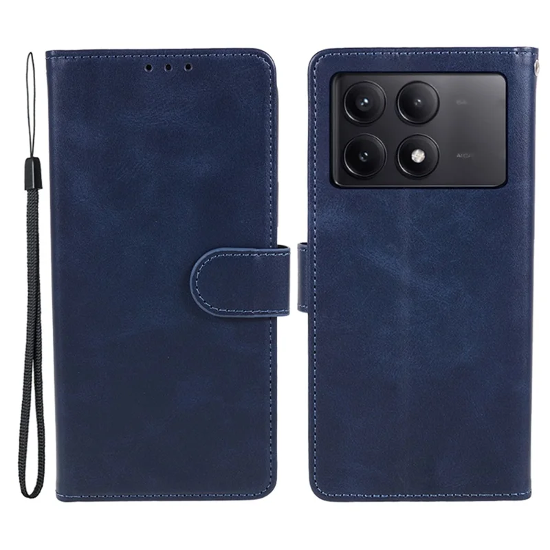 For Xiaomi Redmi K70E 5G / Poco X6 Pro 5G Stand Anti-drop Shell Cell Phone Case Magnetic Clasp PU Leather Wallet - Blue