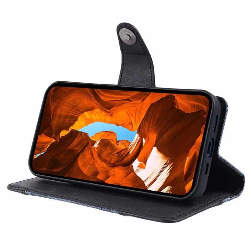 For Xiaomi Poco M6 5G / Redmi 13C 5G / 13R 5G Cell Phone Case Splicing Crazy Horse Texture PU Leather Drop-Proof Cover - Black