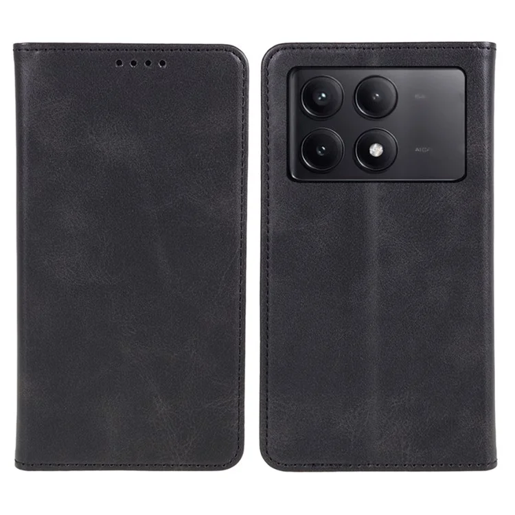 Per Xiaomi Redmi K70E 5G / Poco X6 Pro 5G Custodia per telefono anti-graffio in pelle PU magnetica con supporto per portafoglio - Nero