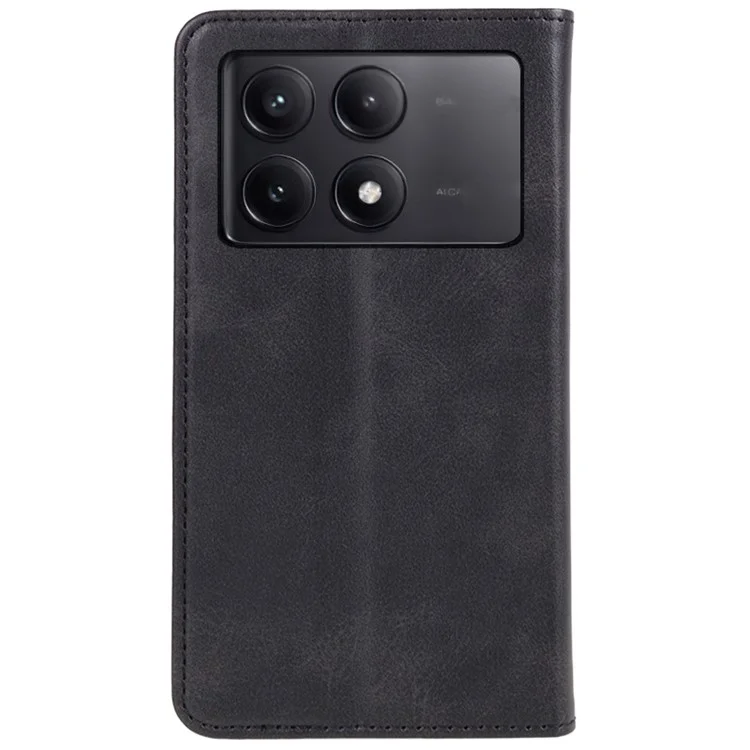Per Xiaomi Redmi K70E 5G / Poco X6 Pro 5G Custodia per telefono anti-graffio in pelle PU magnetica con supporto per portafoglio - Nero