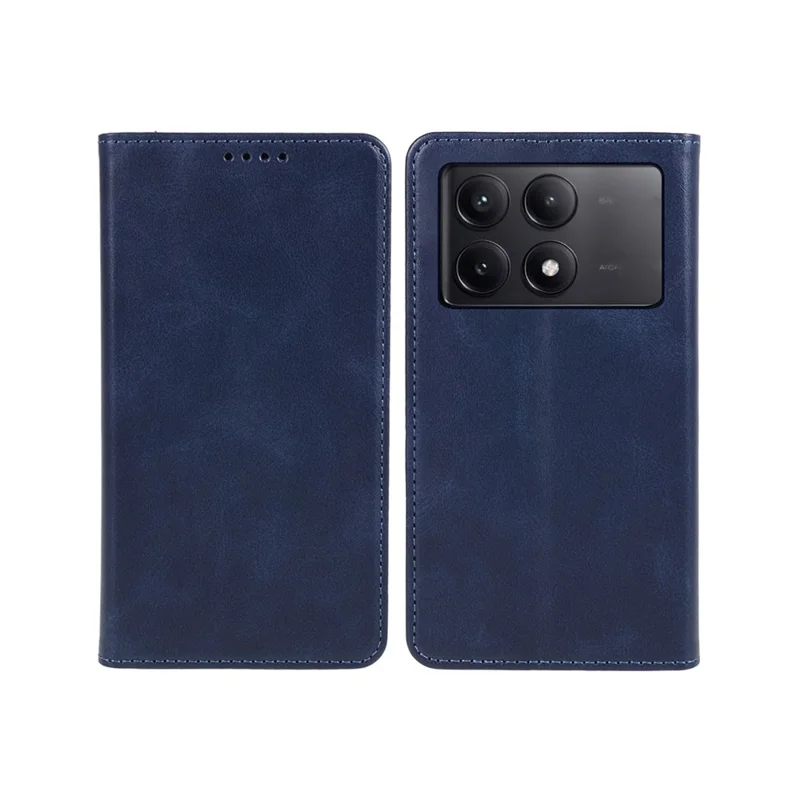 For Xiaomi Redmi K70E 5G / Poco X6 Pro 5G Anti-Scratch Phone Case Magnetic PU Leather Stand Wallet Cover - Blue