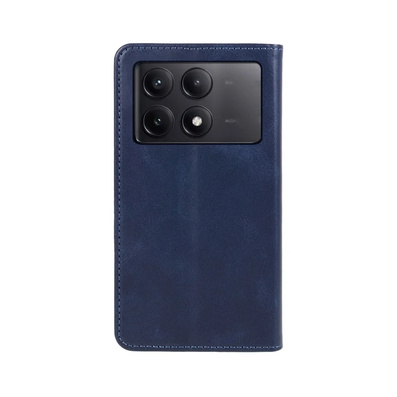 For Xiaomi Redmi K70E 5G / Poco X6 Pro 5G Anti-Scratch Phone Case Magnetic PU Leather Stand Wallet Cover - Blue