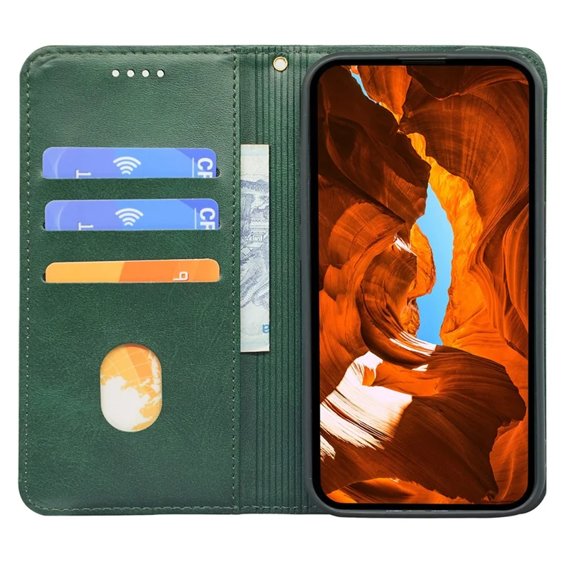 For Xiaomi Redmi K70E 5G / Poco X6 Pro 5G Anti-Scratch Phone Case Magnetic PU Leather Stand Wallet Cover - Green