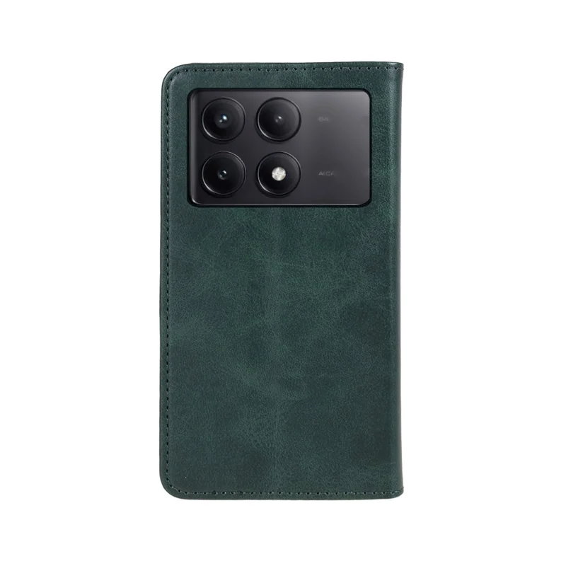 For Xiaomi Redmi K70E 5G / Poco X6 Pro 5G Anti-Scratch Phone Case Magnetic PU Leather Stand Wallet Cover - Green