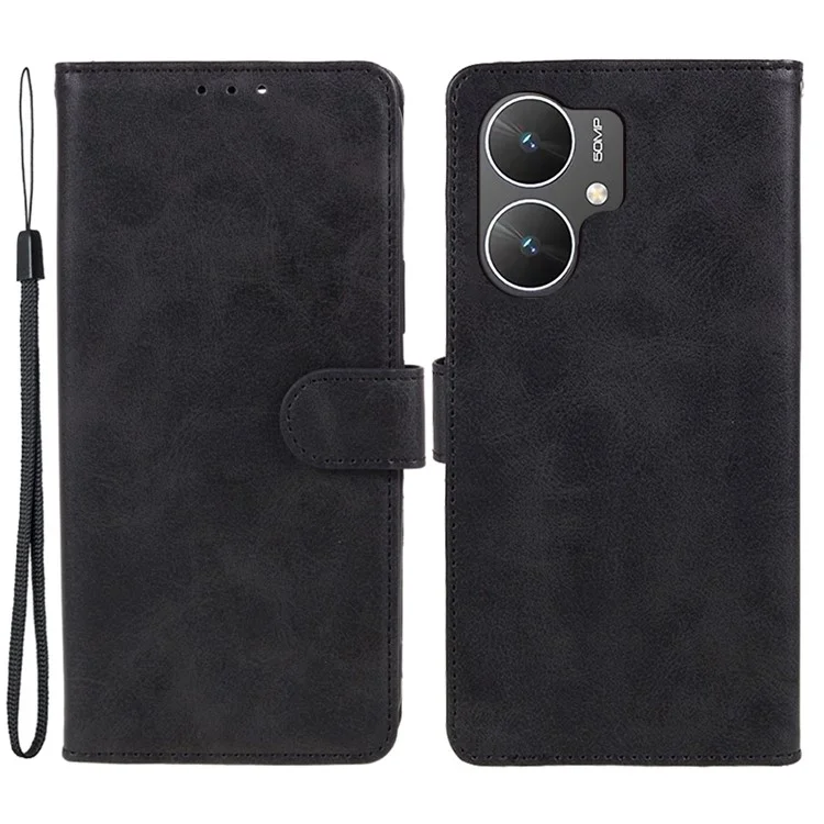 Para Xiaomi Poco M6 5G / Redmi 13C 5G / 13R 5G Anti-Scratch Phone Shell Magnetic Clasp PU Leather Wallet Stand Phone Case - Preto